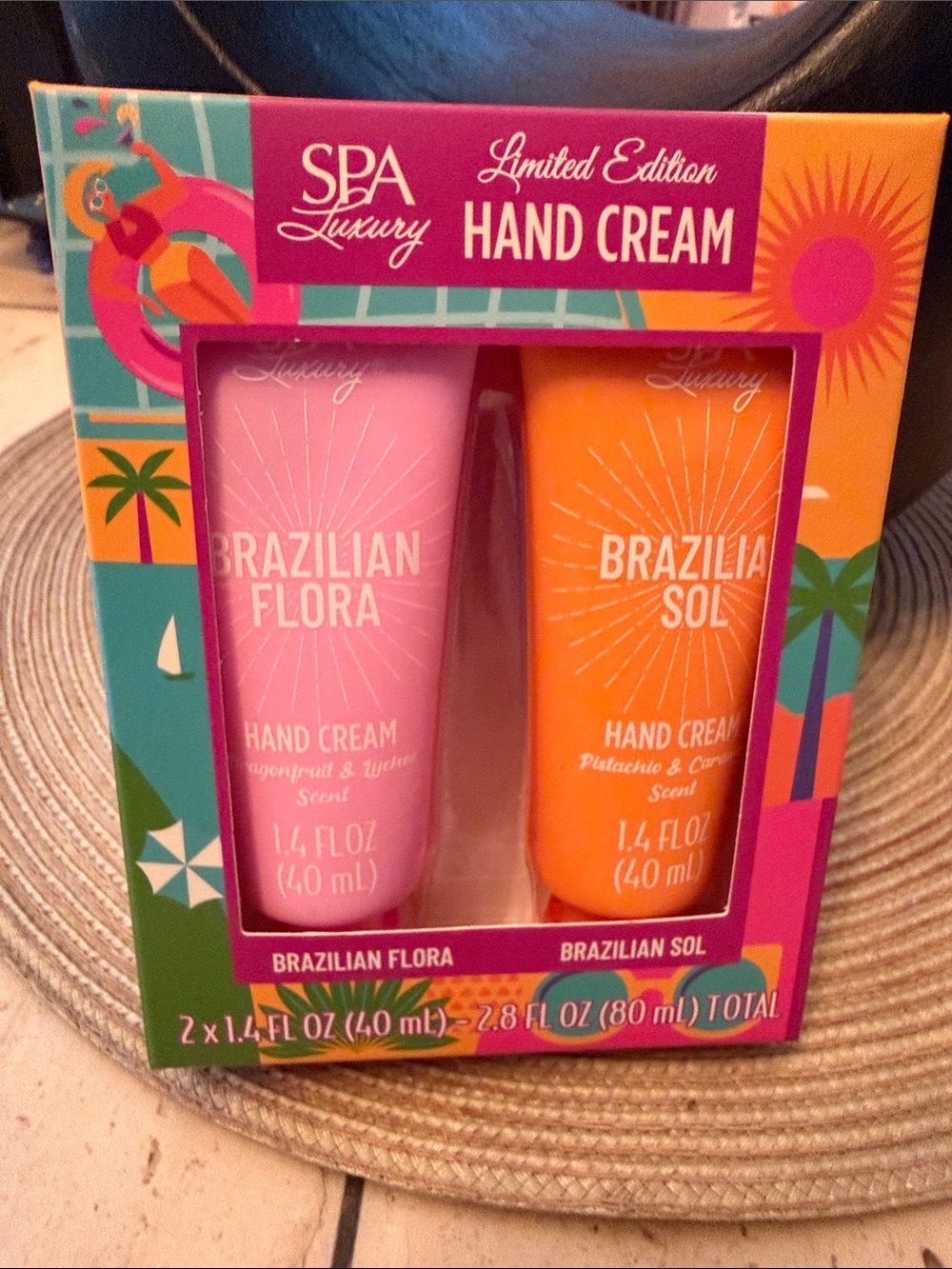 Brazilian Flora & Sol Limited Edition Hand Cream Duo - Pink & Orange 2x1.4 oz.